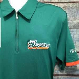 Miami Dolphins Polo Shirt 1/4 Zip Reebok Sz L